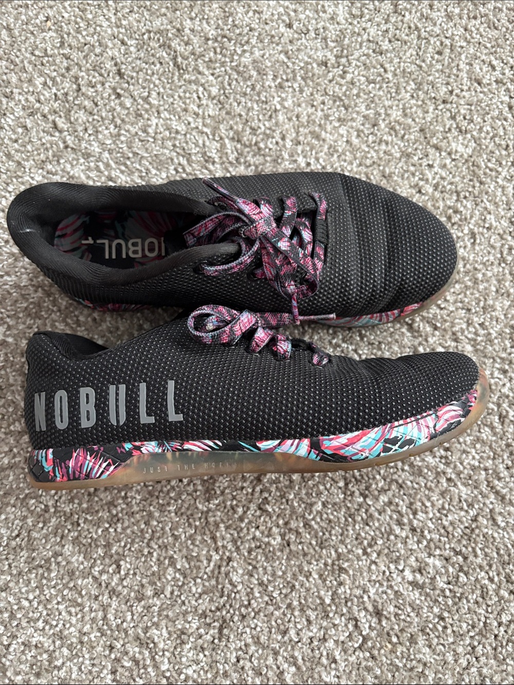 NOBULL Black Knit Women's Sneakers with Pink Accents - Picture 2 of 3